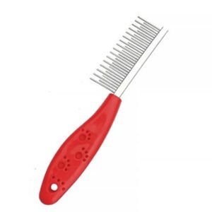 Comb for Dogs and Cats with Single-Sided Steel Needles and Plastic Handle
